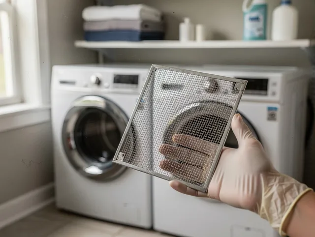 Beverly Hills Dryer Vent Cleaning specialist performing detailed lint trap cleaning service in Beverly Hills